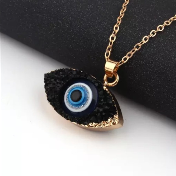 Evil Eye Druzy Necklace. - Picture 3 of 8